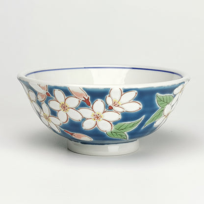 九谷焼 色絵飯碗 四季の花（桜）