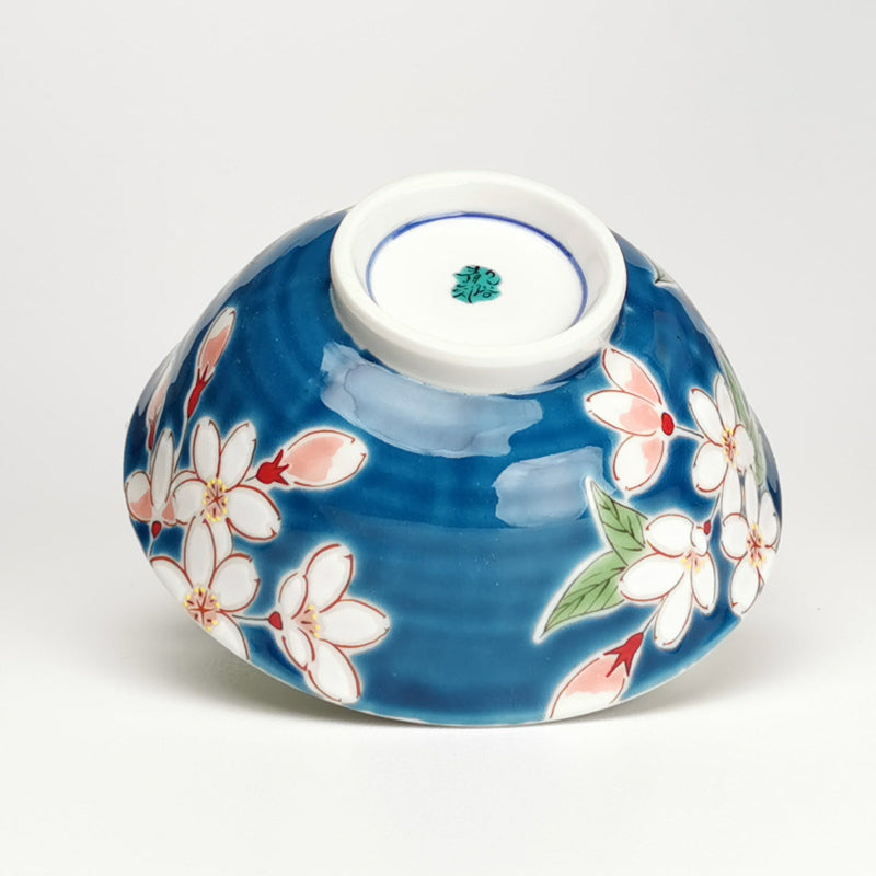 九谷焼 色絵飯碗 四季の花（桜）