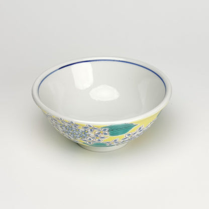 九谷焼 色絵飯碗 四季の花（あじさい）