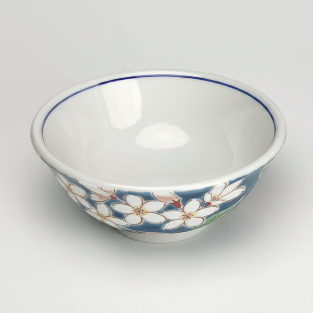 九谷焼 色絵飯碗 四季の花（桜）
