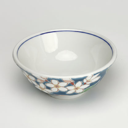 九谷焼 色絵飯碗 四季の花（桜）