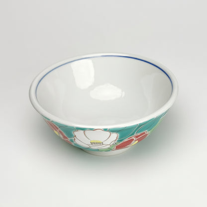 九谷焼 色絵飯碗 四季の花（椿）