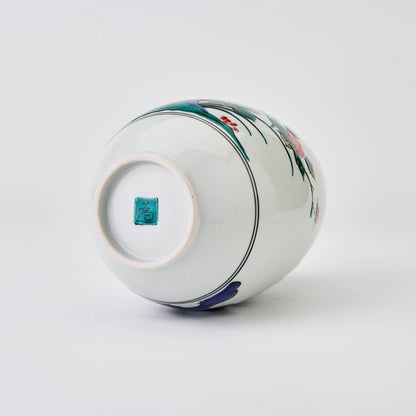 九谷焼【三ツ井為吉作】色絵花鳥花生