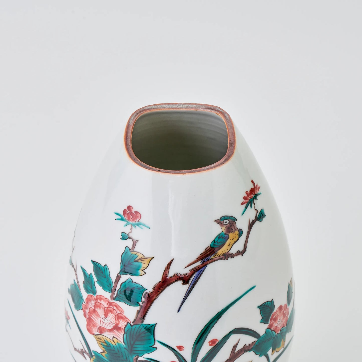 九谷焼【三ツ井為吉作】色絵花鳥花生