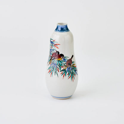 九谷焼【浅蔵五十吉作】瓢型竹に雀古九谷徳利一対