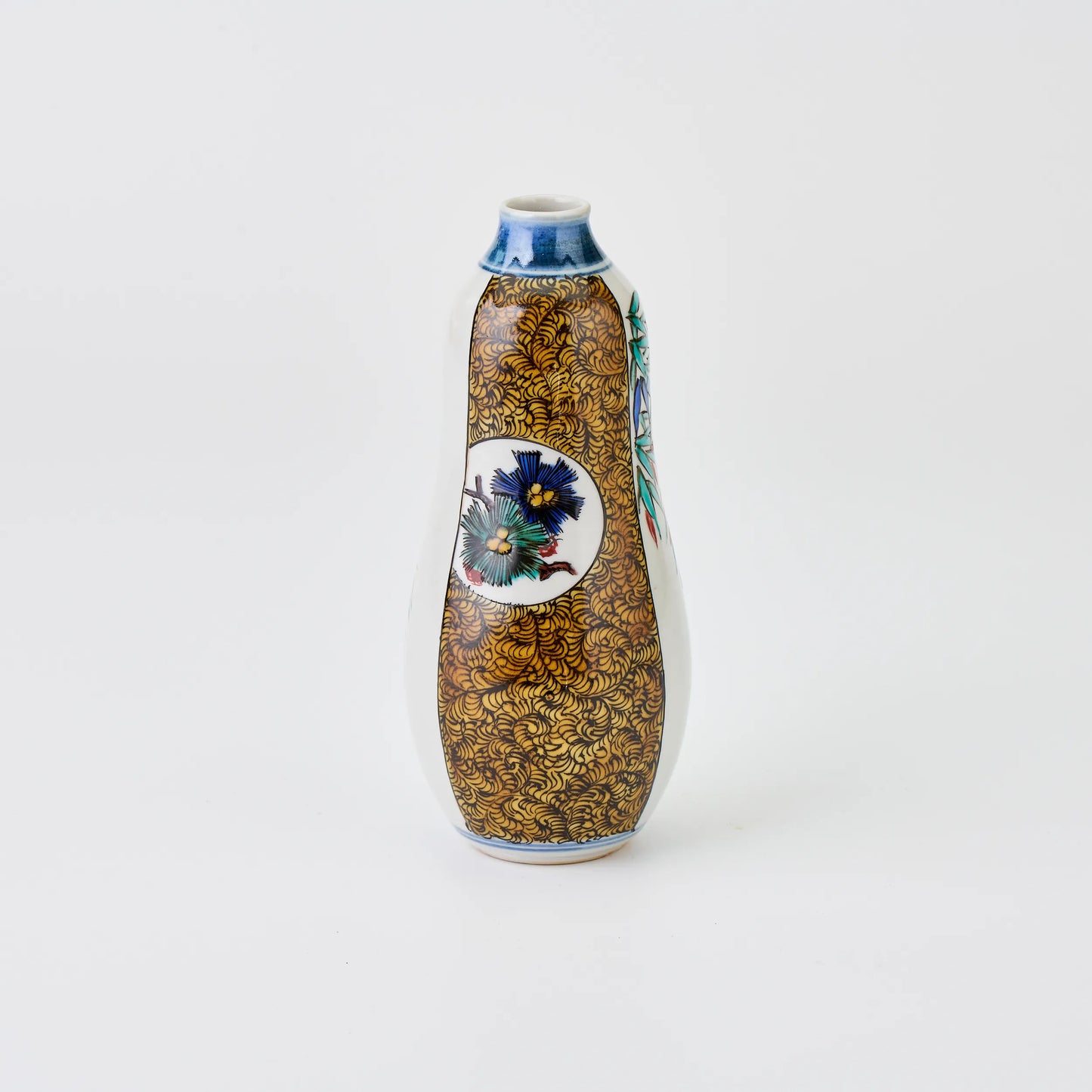 九谷焼【浅蔵五十吉作】瓢型竹に雀古九谷徳利一対