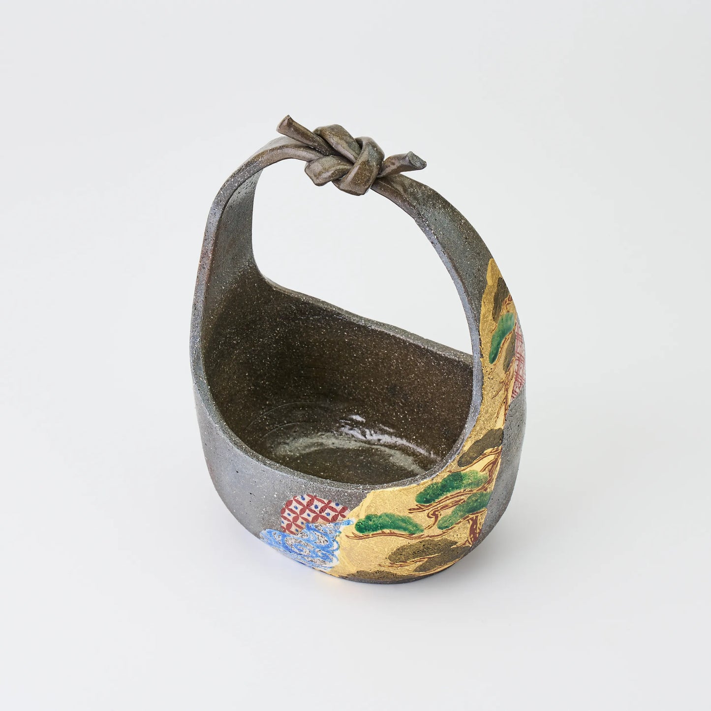 手付練込松竹梅鉢