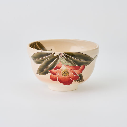 九谷焼【山田義明作】椿 抹茶碗