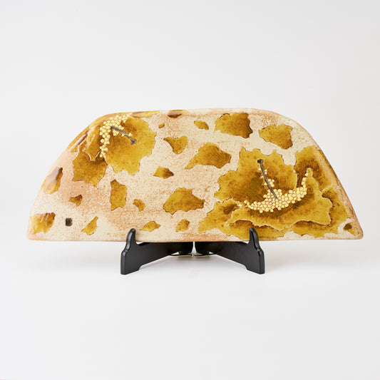 九谷焼【福田良則作】黄彩葵陶板