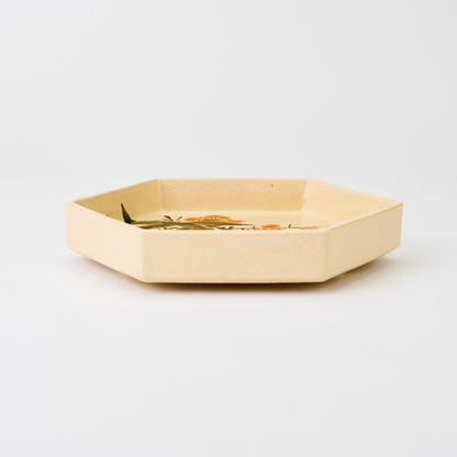 九谷焼【福田良則作】松竹梅六角皿