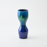 九谷焼【徳田八十吉作】碧明燿彩花生