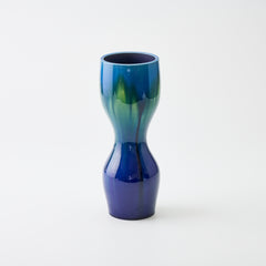 九谷焼【徳田八十吉作】碧明燿彩花生