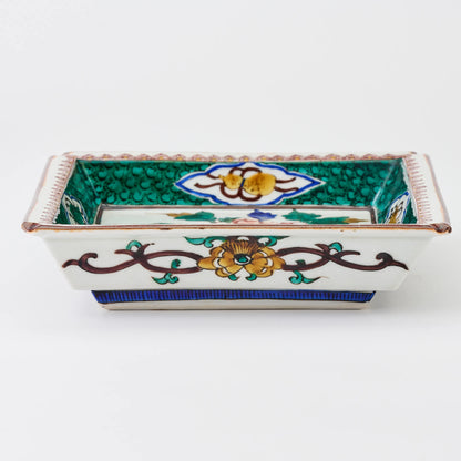 九谷焼【浅蔵五十吉作】古九谷角皿(菓子鉢）