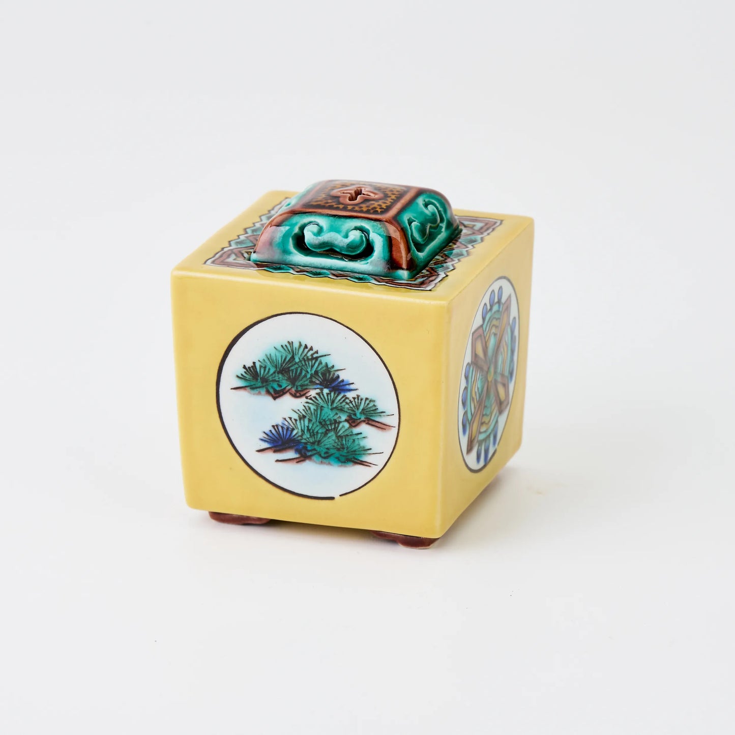 九谷焼【浅蔵五十吉作】彩磁彩二雅譜角香炉