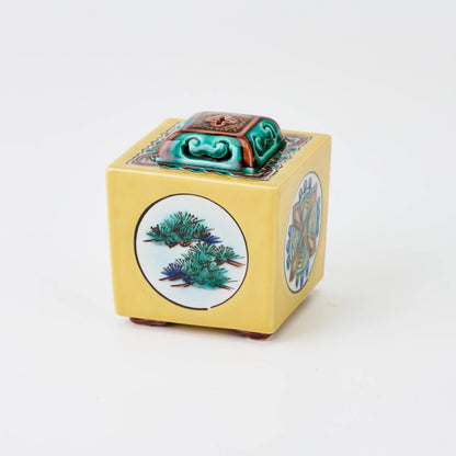 九谷焼【浅蔵五十吉作】彩磁彩二雅譜角香炉