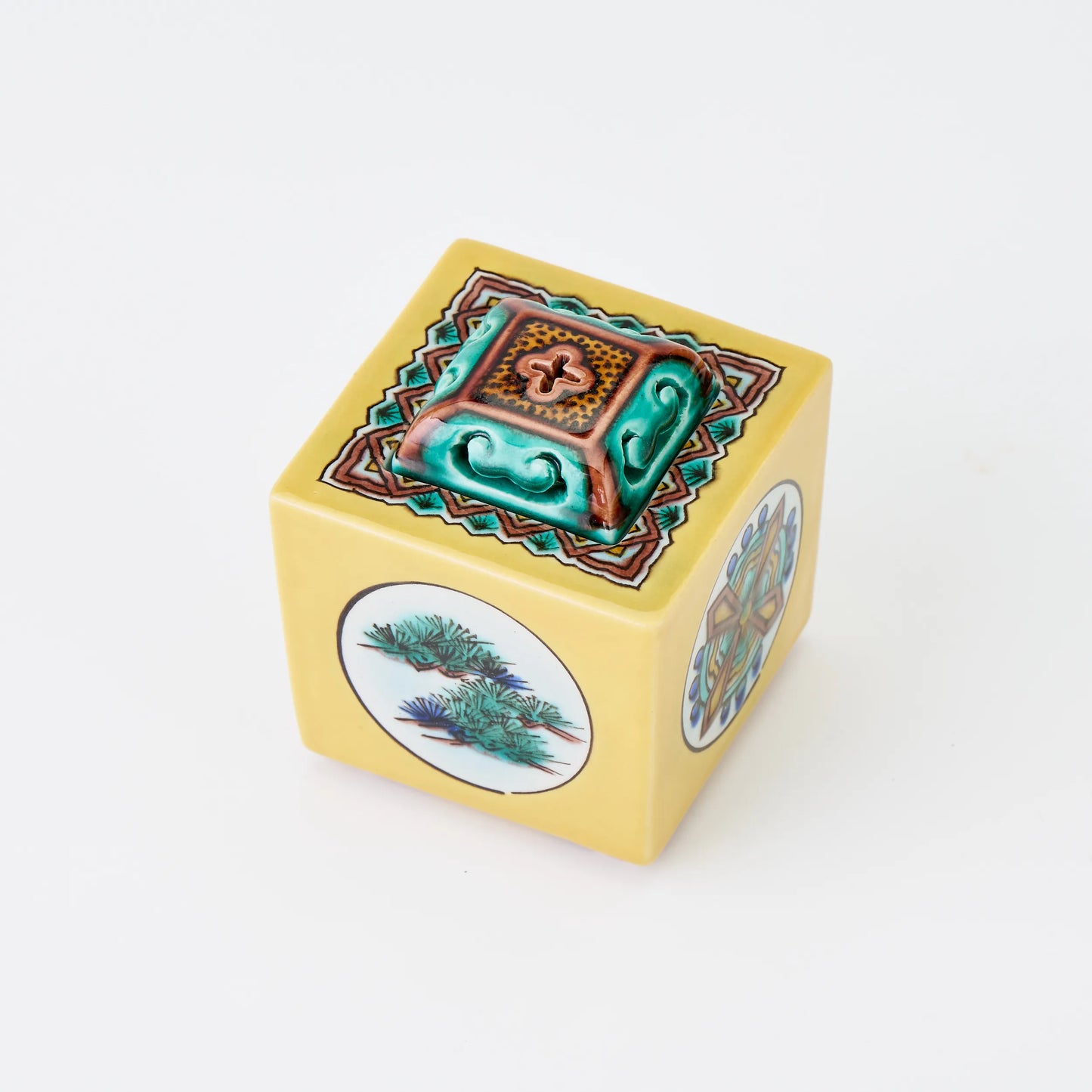 九谷焼【浅蔵五十吉作】彩磁彩二雅譜角香炉