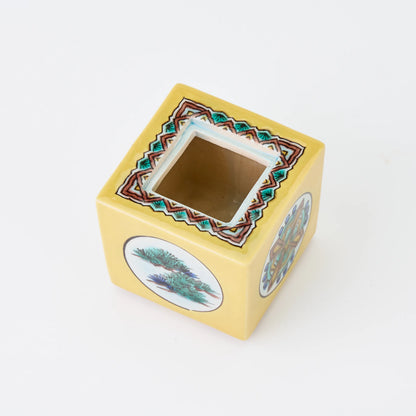 九谷焼【浅蔵五十吉作】彩磁彩二雅譜角香炉