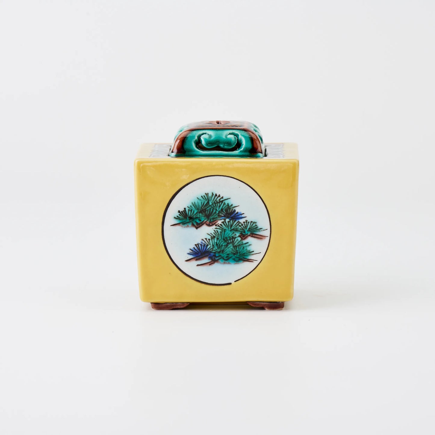 九谷焼【浅蔵五十吉作】彩磁彩二雅譜角香炉