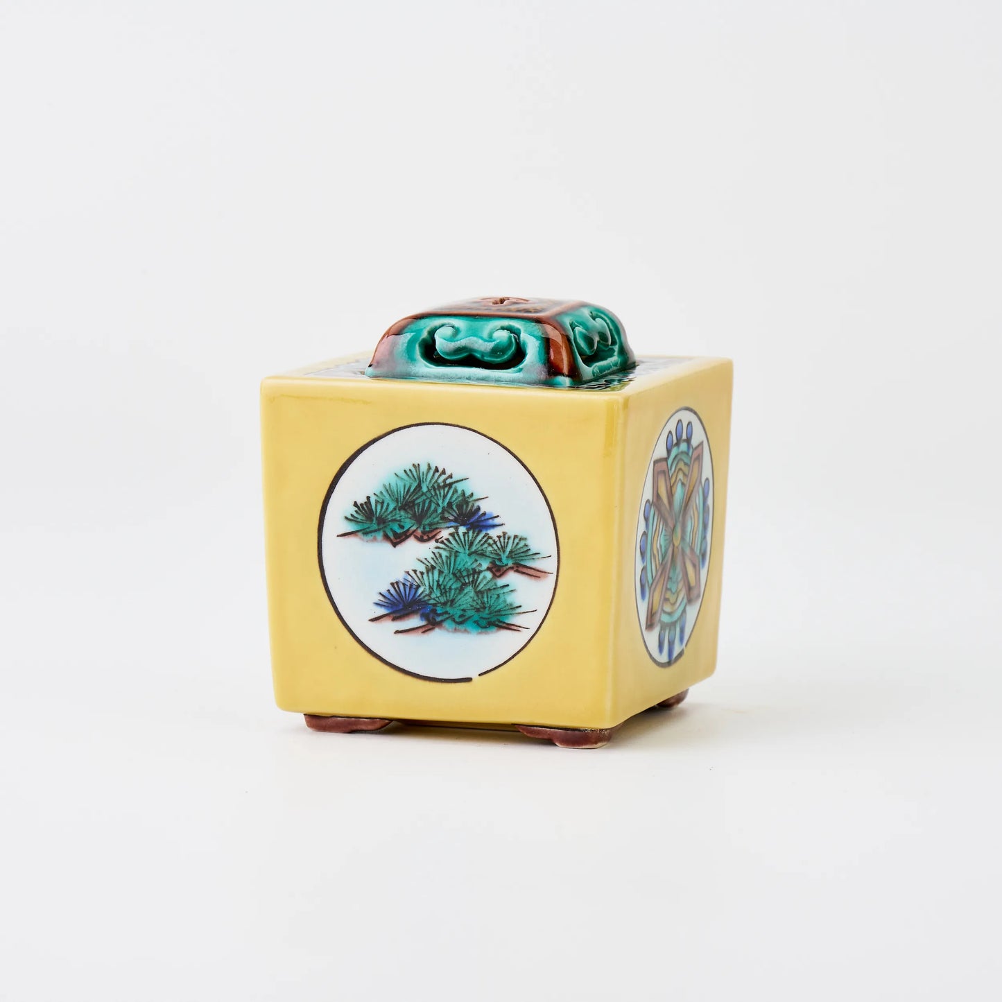 九谷焼【浅蔵五十吉作】彩磁彩二雅譜角香炉