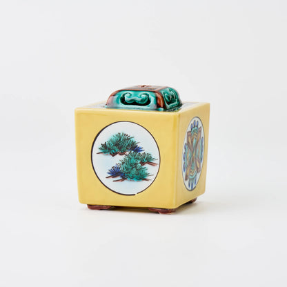 九谷焼【浅蔵五十吉作】彩磁彩二雅譜角香炉