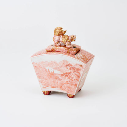 赤絵牡丹孔雀文香炉